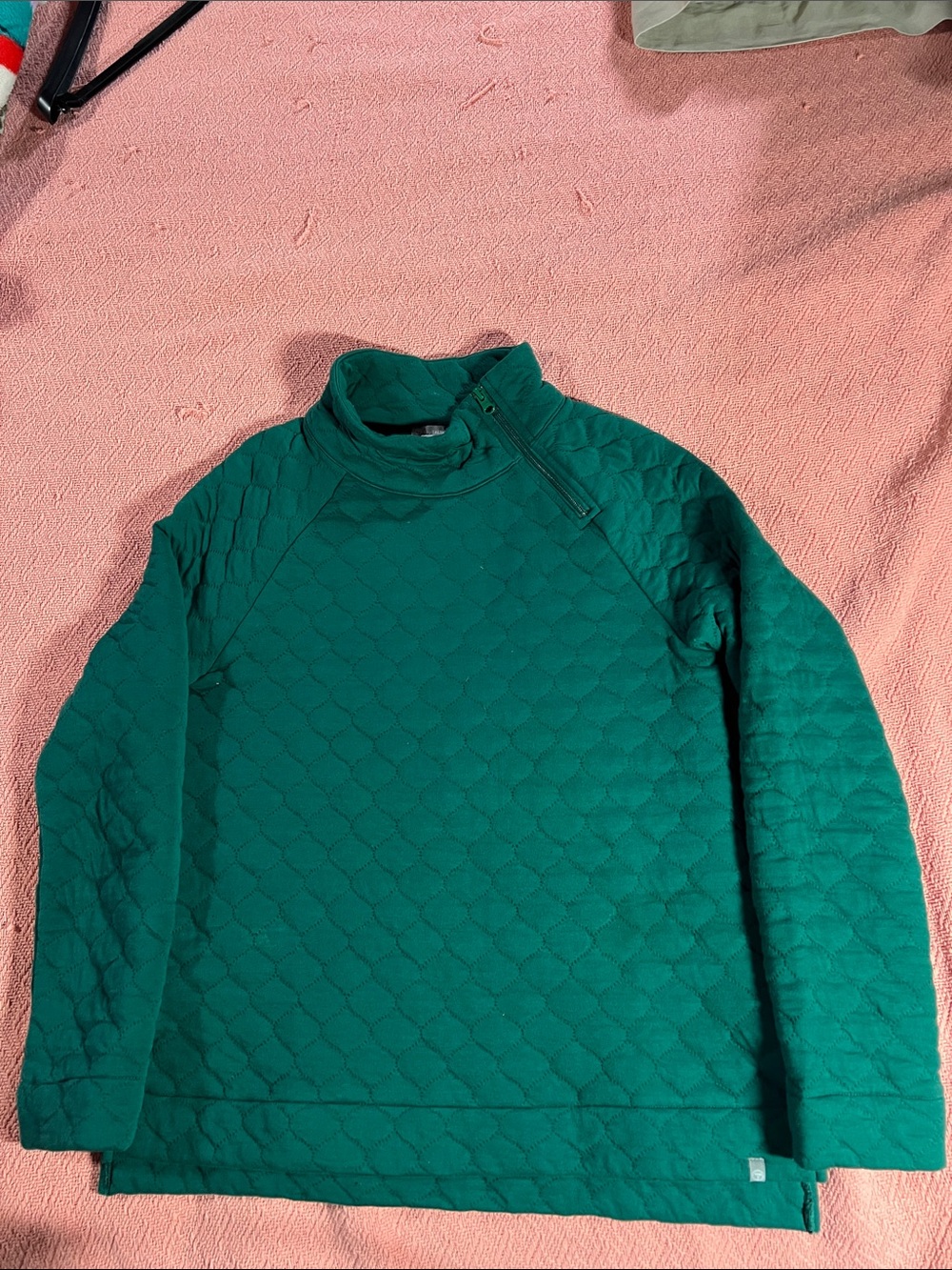 Talbots Emerald Quilted Pullover with Diagonal Zip